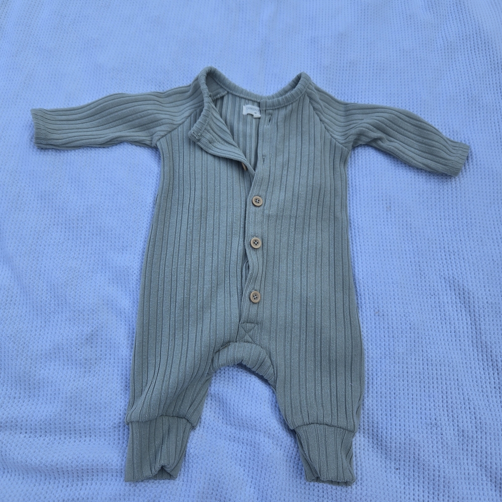 Cozy Ribbed Kids One Piece - Green